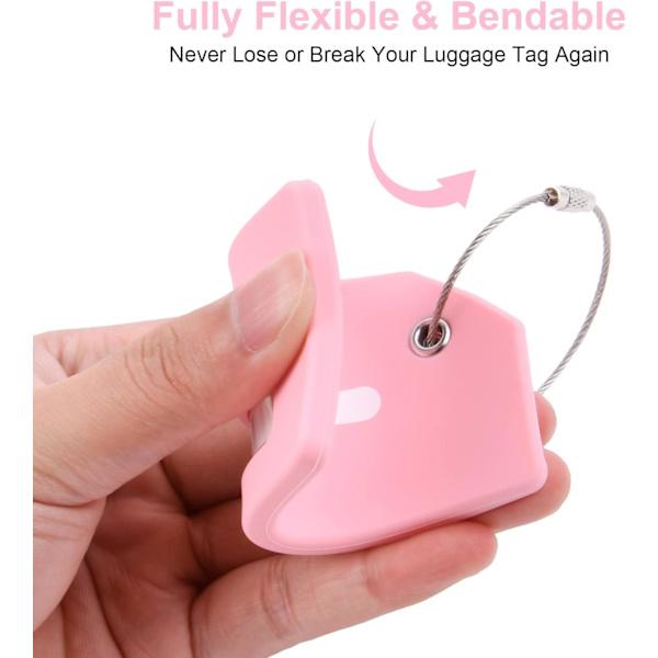 2 stk. bagasjelapper, silikon bagasjelapper, koffert-ID-lappsett, håndveskelapp-etiketter, reisetilbehør for innsjekket bagasje, håndbagasje og #6 Blue+Pink ^1 2PCS