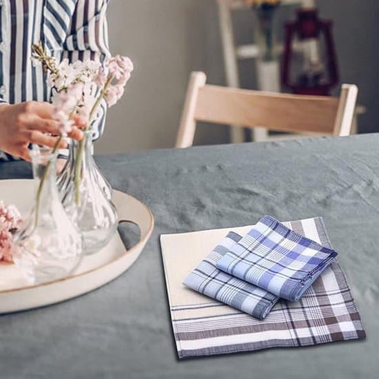 Herrelommetørklæder, sæt med 10 - 100% bomuld, ternet mønster - 38x38 cm - Bløde og absorberende - Velegnet til fester og forretning - Maskinvaskbare