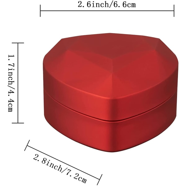 Hjerteformet ringboks med LED-lys, smykkeskrin i fløyel med lys, til bryllup, bursdag og jubileum (rød-2 stk.)