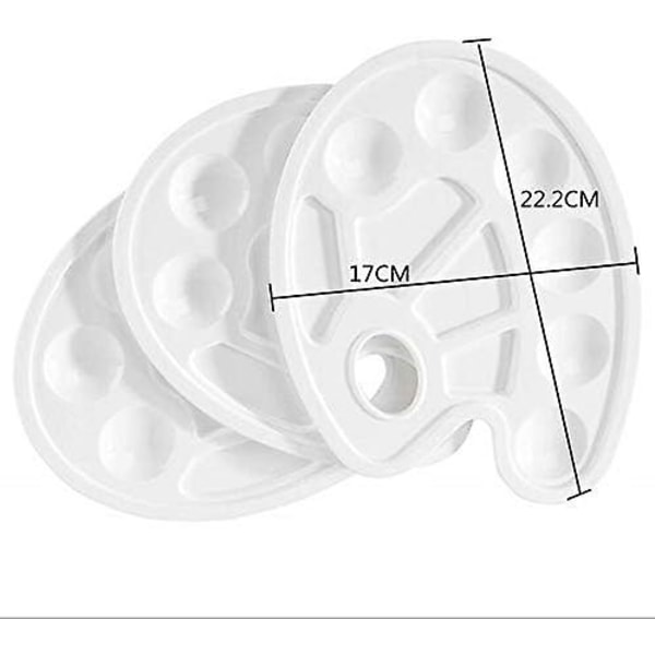 3 stk. Hvid Oval Plast Malingspalette