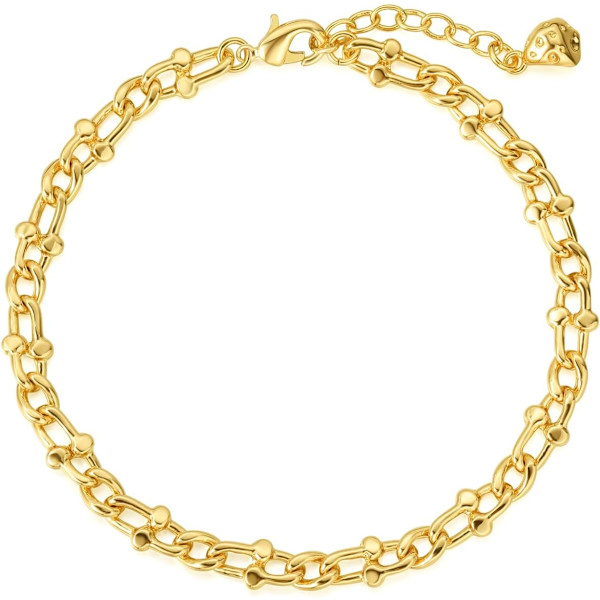 Armband för kvinnor 14K guldpläterad delikat kedja enkelt smycke sött för flickor U Shape 2 Layer Satellite Chain