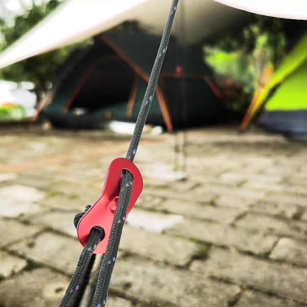 (rød (2 huller) - Pakke med 12) Aluminium Camping Rebstrammer Rebstrammer Til Rygsæktelt
