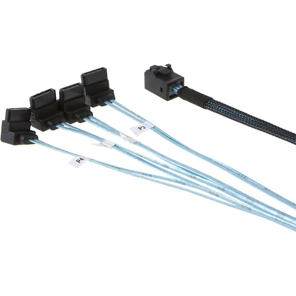 Sisäinen Hd Mini Sas (sff-8643 Host) - 4x Sata (kohde) Kulmakaapeli, Sff-8643 Ohjaimelle, 4 Sata Liitä Kiintolevyyn