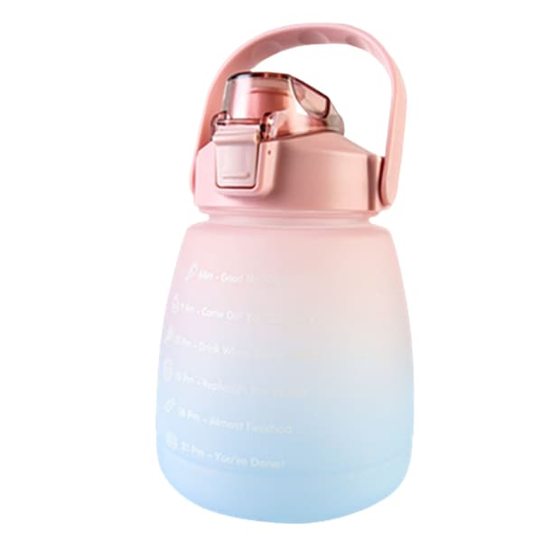 Bärbar vattenflaskaFri 1400ML dricksflaska med tidsmarkeringar Pink