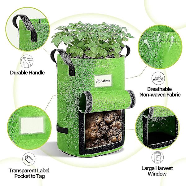 Huncv-suntee 4-pak 10 gallon kartoffeldyrkningsposer, plantevækstposer, åndbare, ikke-vævede stofdyrkningsposer til dyrkning af kartofler, havegrøntsager