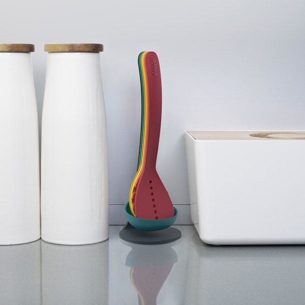 Nest 5-delars bestickset med magnetisk förvaringsställ, kompakt köksorganisation, diskmaskinsäker - Flerfärgad Multicolour Plastic