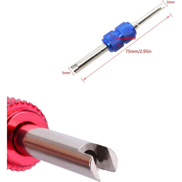 3 stk doble ventilfjerner-skrutrekkersett (13,8*75 mm) for dekkreparasjonsverktøy for sykkel, motorsykkel, bil og lastebil