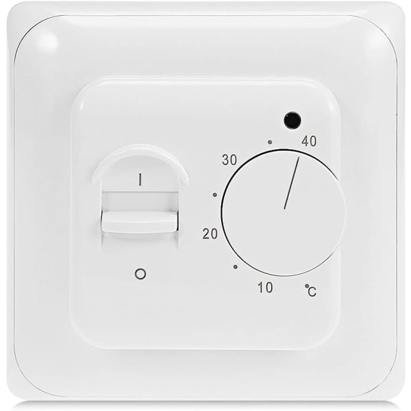 Manual Underfloor Heating Thermostats 220V 16A, Electric Underfloor Heating Controller Mechanical Room Thermostat with Floor Sensor Probe White