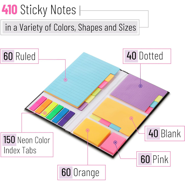 Bibel Sticky Notes Sæt, 410 Pakke, Skole, Kontorartikler, Planlægger Sticky Note Dividers Tabs, Bognoter Vibrant 1 Set