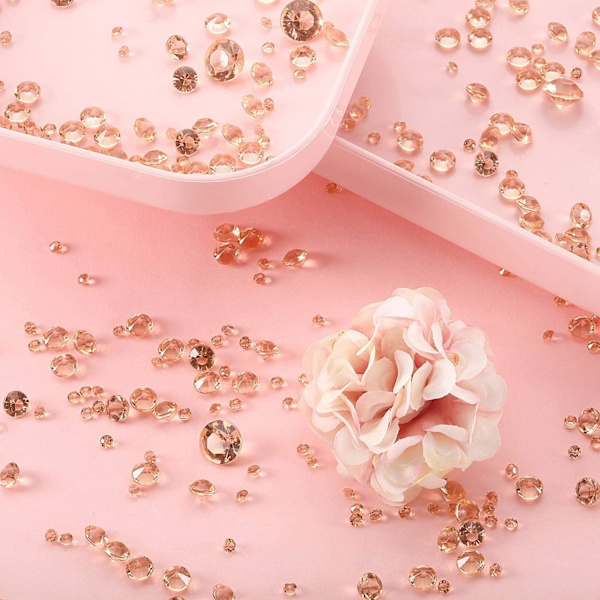 4000 kpl ruusukullan värisiä timantteja konfetti hääkristalli akryyli timantti koristeet maljakkoon, pöydän keskikoristeluun hääkoristeluun morsiussuihku Rose Gold