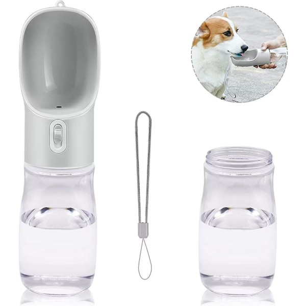 400 ml hundvattenflaska, bärbar hundvattenflaska, multifunktionell husdjursvattenflaska för hundar och katter, resehundvattenflaska (grist/400 ml)