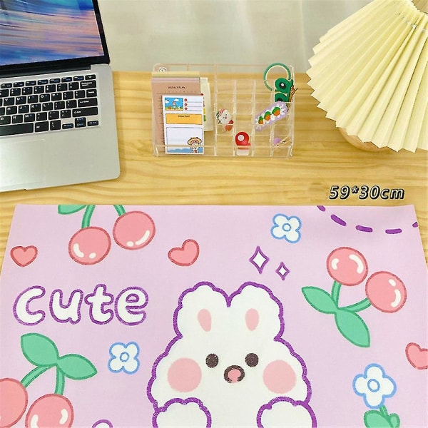 1 stk Kawaii Musematte Stor Cherry Bunny Sklisikker bordmatte for skrivebordsmatte Studentbordmatte Cute Bear Bunny Musematte Stor spillematte