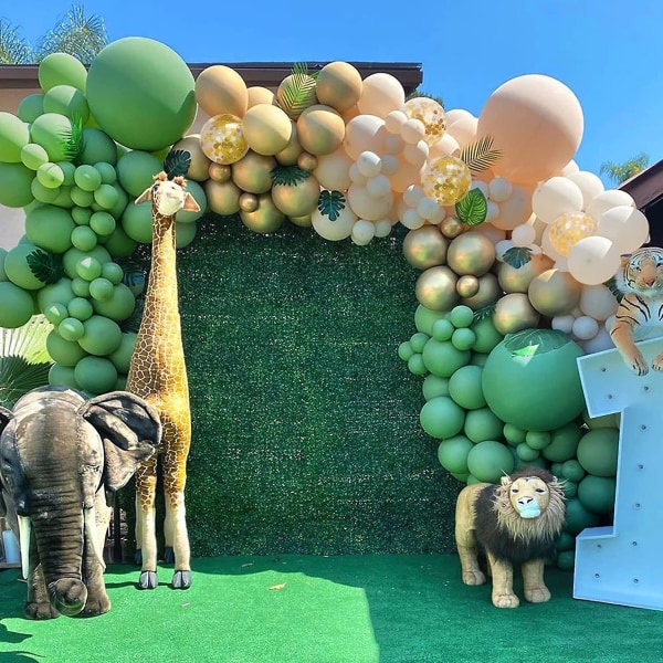 Grön ballonggirlandsats, 112 st avokado olivgrön ballongbåge med vitguld konfetti latexballonger för bröllop, födelsedag, baby shower, Tropica