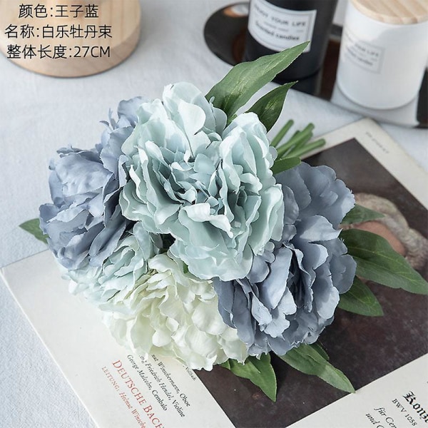 Pioni tiffany sininen keinotekoinen fake kukka kasvit kodin sisustus hääkimppu