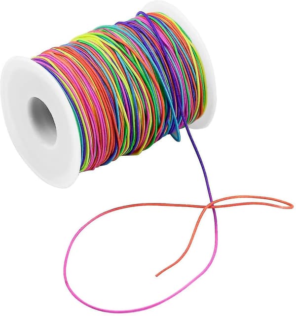 100m elastisk snor regnbuefarvet stræk tråd til DIY halskæde, armbånd