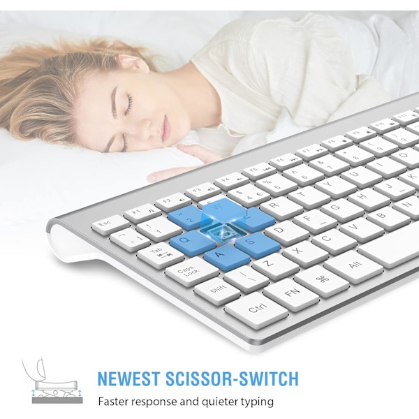Tangentbord och mus-kombination, cimetech 2.4G ultratunt tangentbord och mus-set med elegant ergonomisk tyst design och stabil anslutning för Windows PC-varv