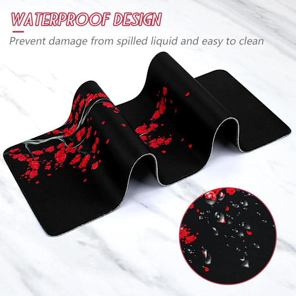Musematte Gaming Stor Skrivebordsmatte (31,5 x 11,8 x 0,12 tommer) Vaskbar Stor Musematte, Japansk Musematte med Antiskli Gummibase, Utvidet Mo MousPad Y6 XL