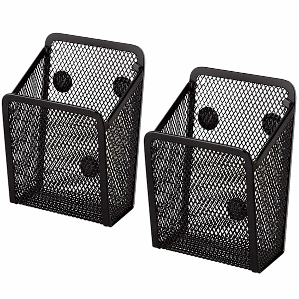 Magnetisk skrivebordsopbevaringsboks Metalnet Opbevaringsboks Kontorartikler Net Penholder Sukkerstativ Whiteboard Køleskabsmagnet 2 pak