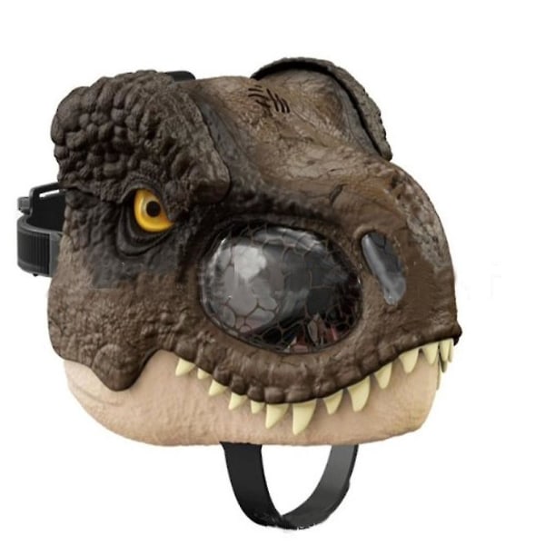 Jurassic World Dinosaur Cosplay Maske Med Bevægelig Mund Brun