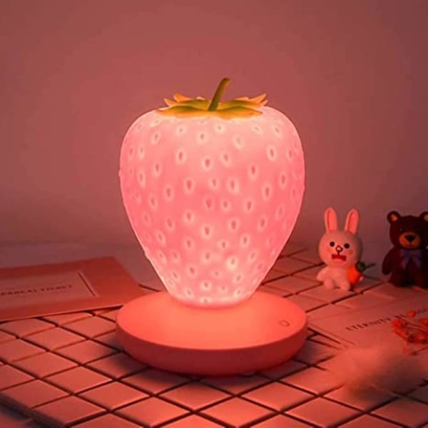 Colorsa Strawberry Lamp Nursery Led söta barn nattlampa, barns säng färg