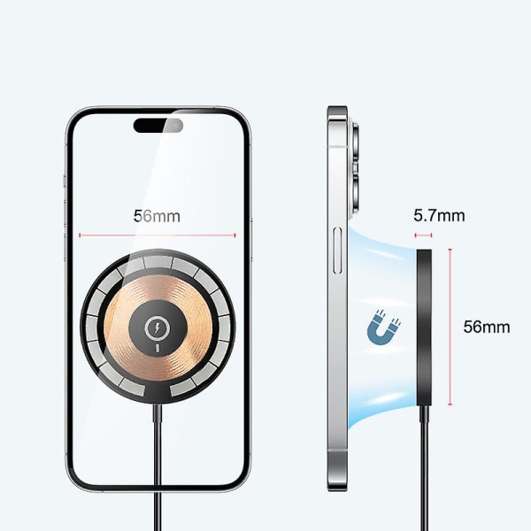 Induksjonslader Magnetisk Lader, 15w Rask Magnetisk Trådløs Lader Trådløs Hurtiglading Transparent Versjon For Iphone 14/14 Plus/14 Pro/14 Pro