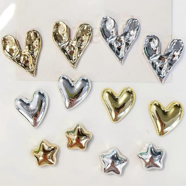 Flatback-pynt til håndverk – assorterte størrelser – for DIY-gaver og dekor Silver Love Heart