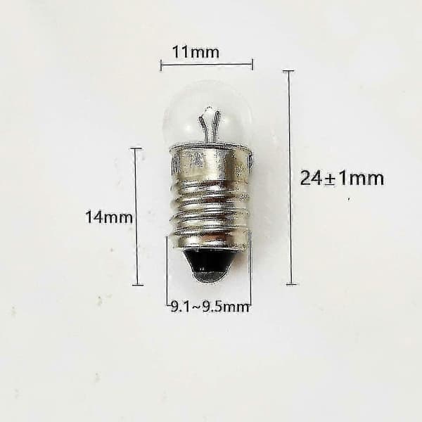 10 minilampun pakkaus E10 kierrekanta taskulampulle, 2,5 V 0,3 A
