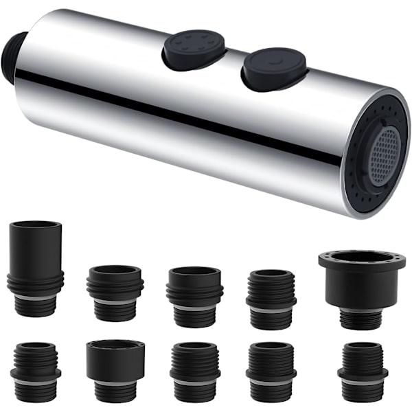 Metal Pull Down Køkkenhanehoved Udskiftning med 10 Adaptere, Pull Out Vask Sprayhoved, 2 Funktion Spraydyse Kompatibel med Moen, American S