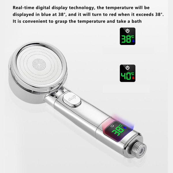 Digitaalinen suihkupää kädessä pidettävä säädettävä suihkupää paineen tehostuksella