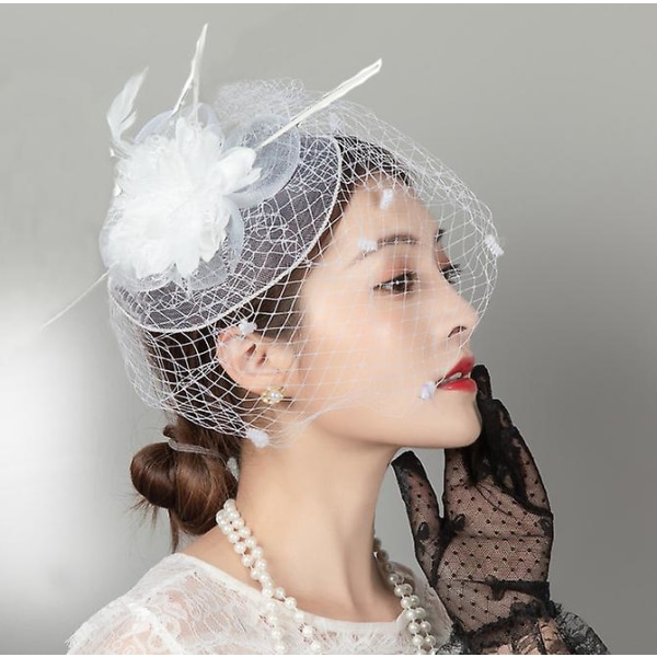 (vit) Bröllopshatt för damer, Ceremoniell hatt, Bröllopshatt för damer.