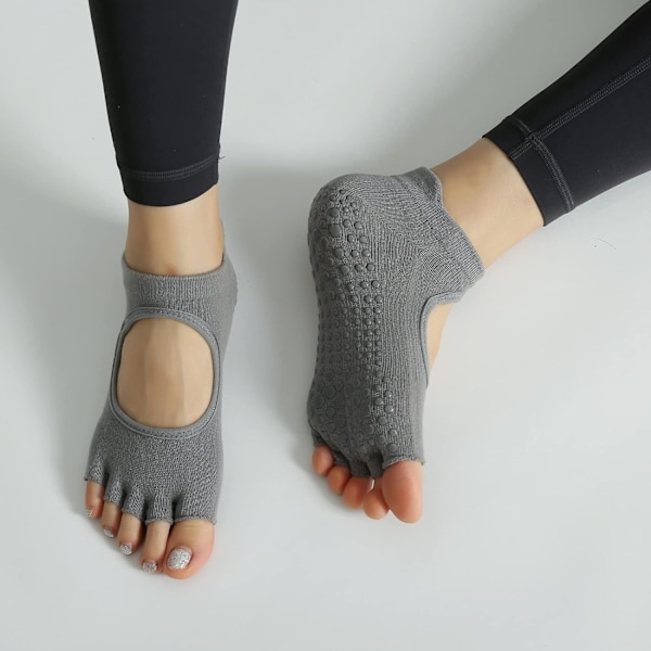Yoga Pilates Tåstrumpor Toeless Strumpor med Grepp för Kvinnor Halkskydd Dämpade Lågskurna Ankelstrumpor för Dans