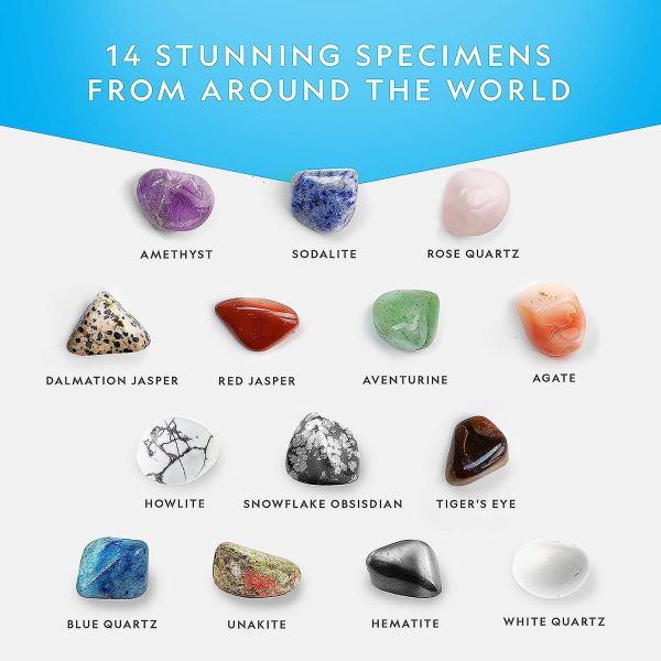 National Geographic Premium polerade stenar - 907 g av 1,9 cm tumlade kristaller och ädelstenar Bulk, dekorativa stenar, sten och mineral kit, ädelstenar