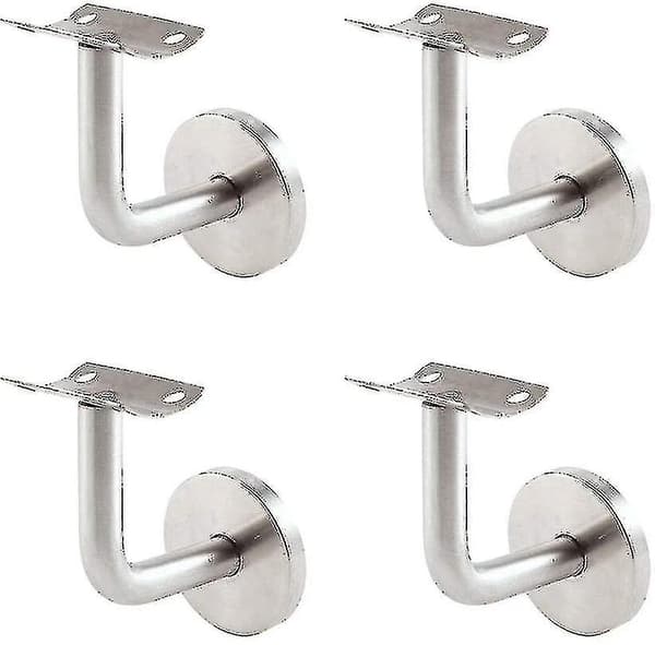 4 delar ledstångsfästen i rostfritt stål, väggmonterade, trappräcke för hemförbättring (silver)