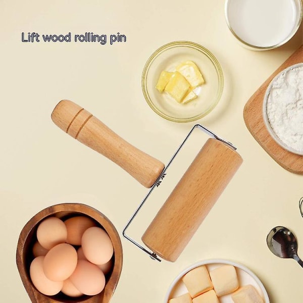 Wood Pizza Dough Roller Wooden Pastry Rolling Pin With Handle Kitchen Gadgets Baking Cooking Tools