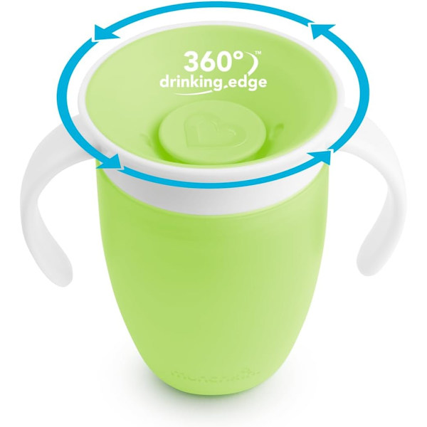 Miracle 360 6+ Måneder 7oz Baby Sippy Cups (2-pak). Fri Flow Bæger til Småbørn. Træningskop, BPA-fri, Spildfri, Opvaskemaskine-sikker Baby Vand B Blue/Green