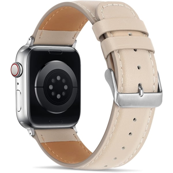 Remmer kompatibel med Apple Watch-rem 45mm 44mm 42mm 41mm 40mm 38mm, Dame- og herre-lærremmer, erstatningsrem kompatibel med iWatch Series 7 Stellar Light 41mm/40mm/38mm