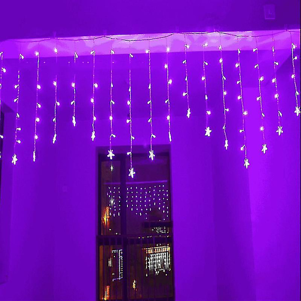 Forskellige formede LED-gardinlyssnor fest have dekoration udendørs belysning hjem indretning UK adapter hvid stjerne