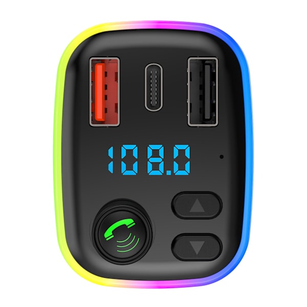 Auton FM-lähetin Bluetooth-audiosovitin Musiikkisoitin PD-laturilla Kaksi USB-porttia