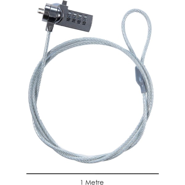 Kombinasjonskodet bærbar lås - nøkkelfri kuttbestandig kabel - 1 m lang - sikker kabellås for bærbar datamaskin - ideell for bedrifter, kontor og hjem
