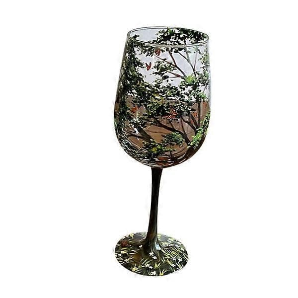 Vinglas med träd från de fyra årstiderna, säsongsglas, HÖST Dark grey