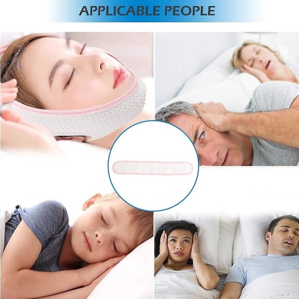 Anti Snore Chin Strap (vit), Justerbar Anti Snore tyg hakrem, Sömnhjälp för män och kvinnor