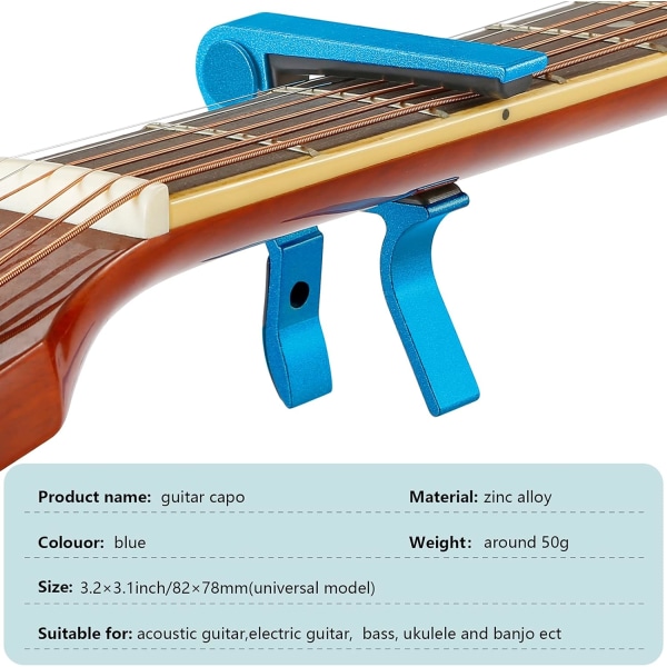 Gitarr Capo Snabbväxlande Capo för 6-strängad Akustisk Gitarr Elgitarr Klassisk Gitarr Ukulele Capotastos Capo (Blå) Blue