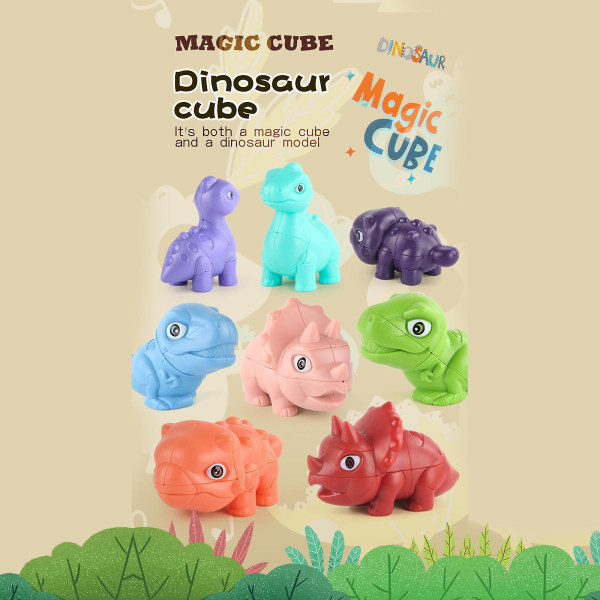 Tegneserie Simulering Dinosaur Hjernetrim Leker Magic Cube Puslespill Stress Relief