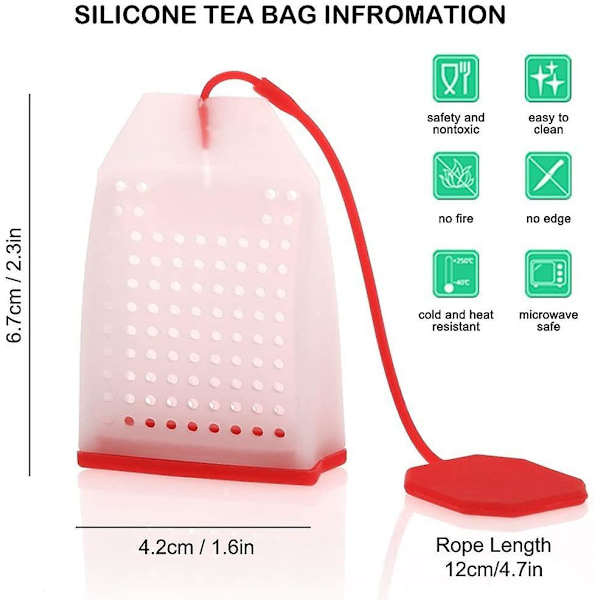 6 stk. silikone teinfuser, genanvendelige sikre løse teblade teposer si filter