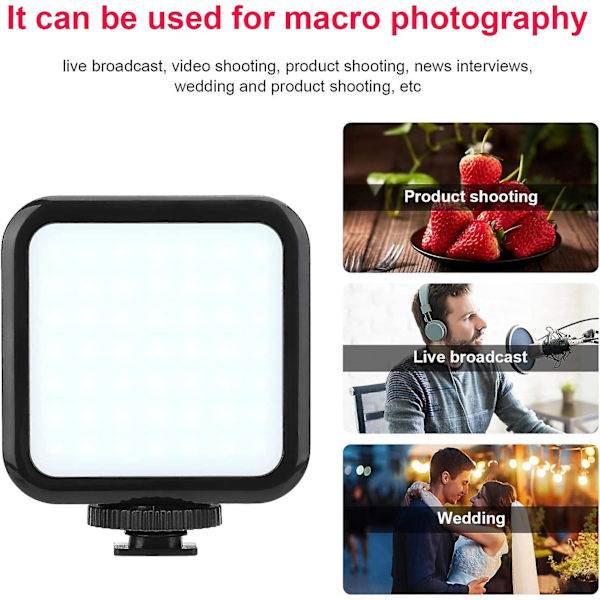 Bærbar kamera fotolys, fotografering belysningspanel lampe, mini LED-fyldlys, lomme dæmpbar fyldlampe, On-camera videolys, LED-videolys, til
