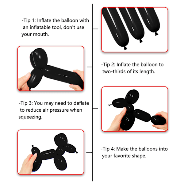 100 st Modelleringsballonger Långa Smala Latexballonger för Födelsedag Bröllop, Vridballonger för Nybörjare, Barnkalas Partydekoration transparent
