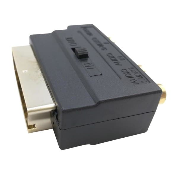 RGB Scart 21-bens han til 3 RCA AV hun-konverter + videoadapter (sort)