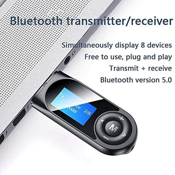 Bluetooth-mottaker-sender synlig USB 5.0 Bluetooth-adapter for PC TV-hodetelefoner