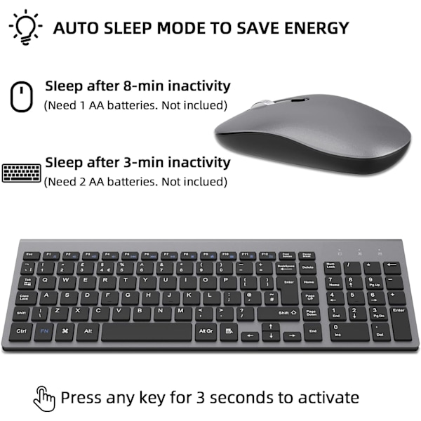 Näppäimistö-hiiriyhdistelmä, cimetech 2.4G Ultra-ohut näppäimistö ja hiirisetti tyylikkäällä ergonomialla ja hiljaisella muotoilulla ja vakaalla yhteydellä Windows PC -kannettavalle