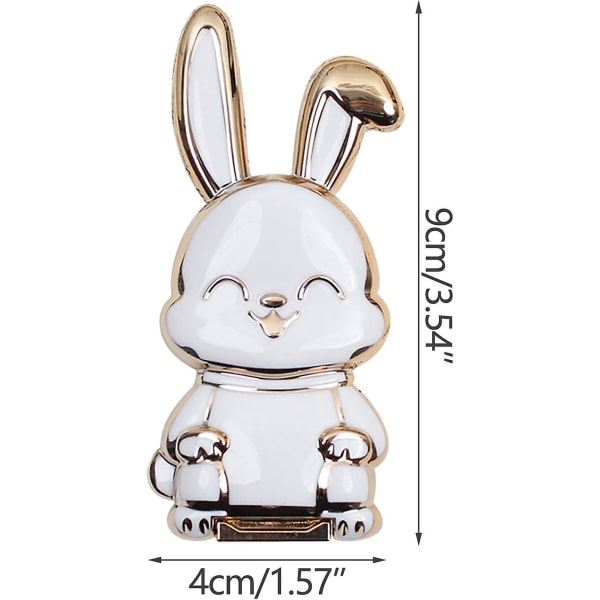 Foldbart Bunny-telefonbeslag, Sticky Pull Bunny-telefonstativ, tredimensionel Lazy-telefonholder til alle smartphones (hvid)